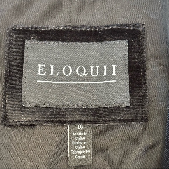 Eloquii Slim Tuxedo Blazer Shawl Collar Black Velvet Pockets 16 NEW - Picture 10 of 12